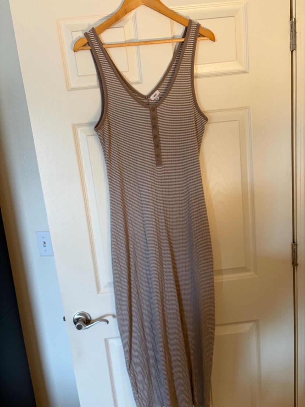 aerie Brown Striped Midi Tank Dress